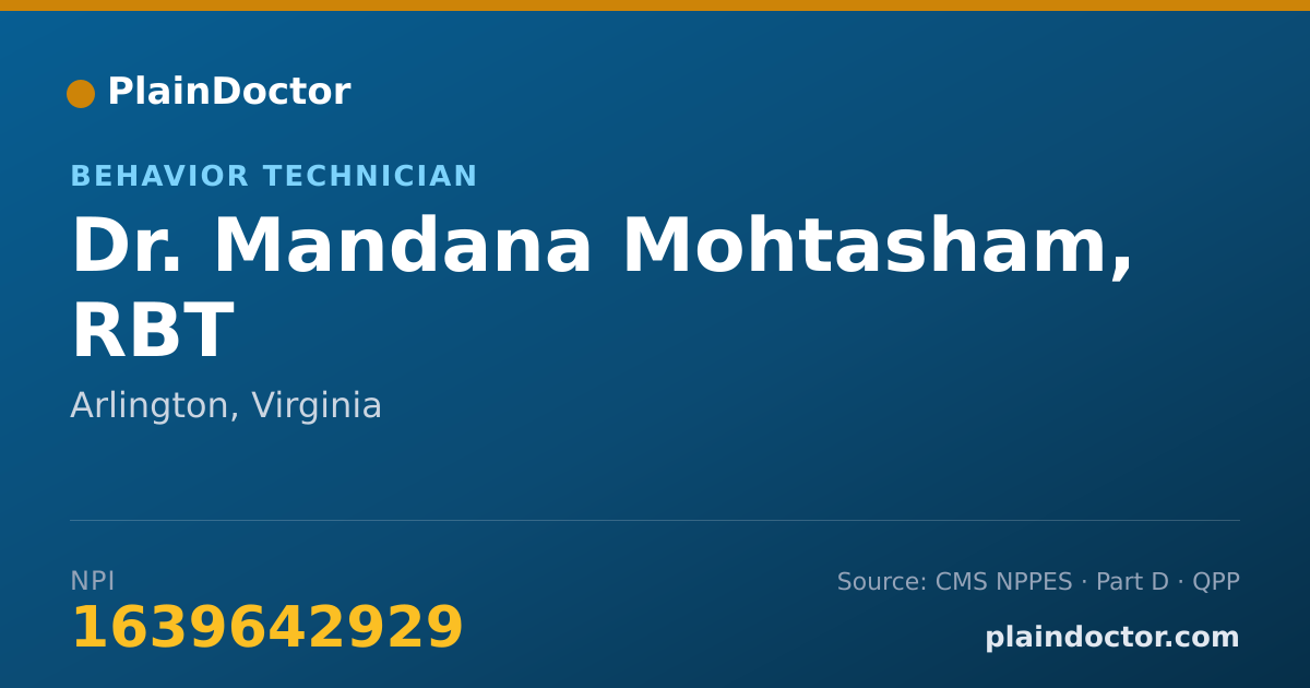 Shareable card for Mandana Mohtasham, RBT - Behavior Technician, Arlington, VA