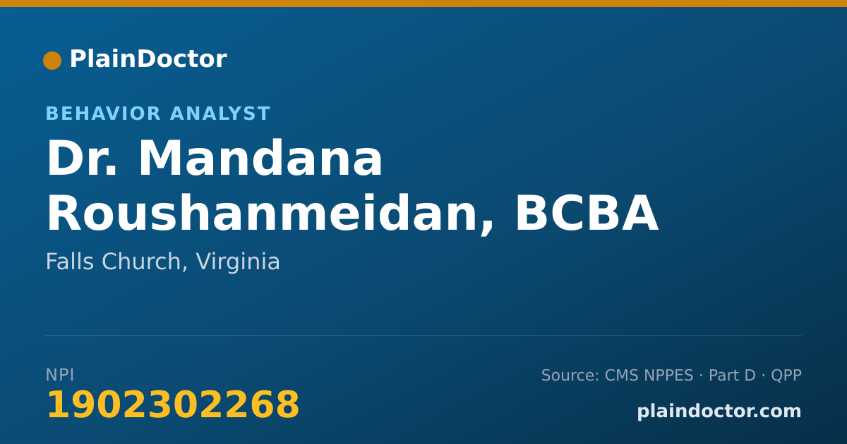 Shareable card for Mandana Roushanmeidan, BCBA - Behavior Analyst, Falls Church, VA