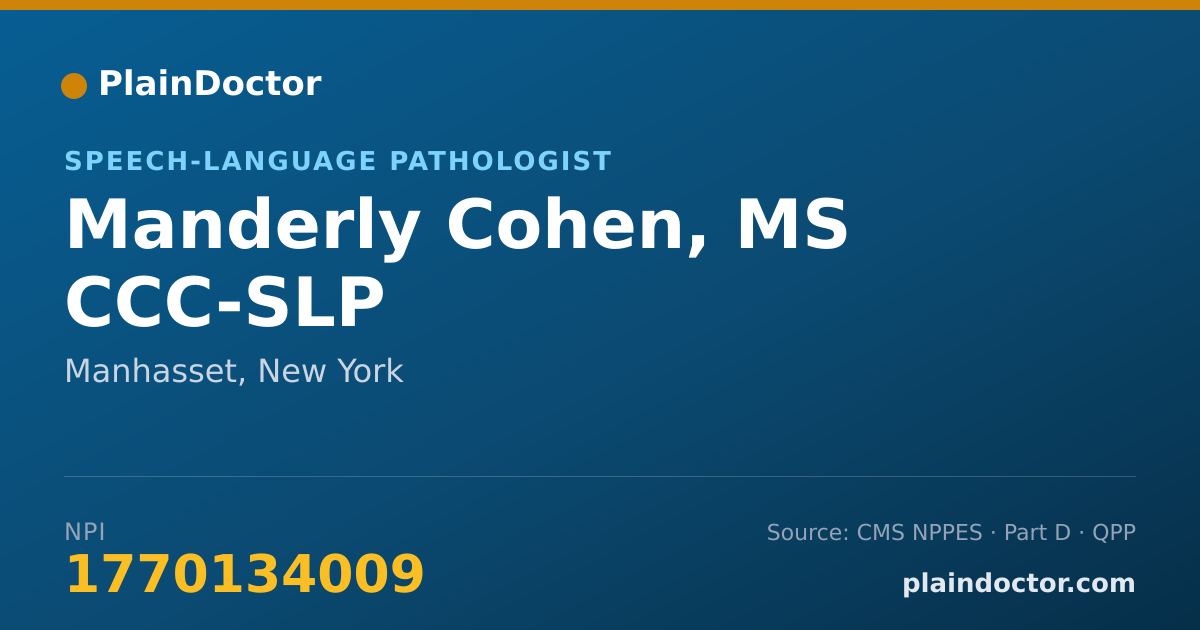 Shareable card for Manderly Cohen, MS CCC-SLP - Speech-Language Pathologist, Manhasset, NY