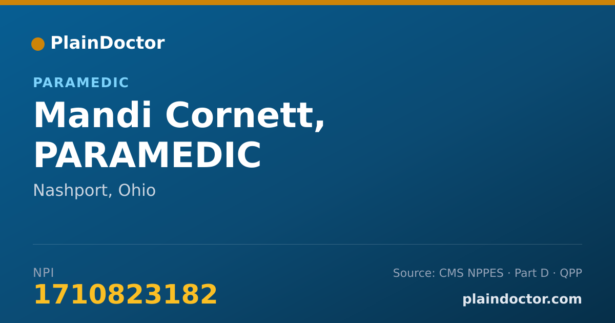 Shareable card for Mandi Cornett, PARAMEDIC - Paramedic, Nashport, OH