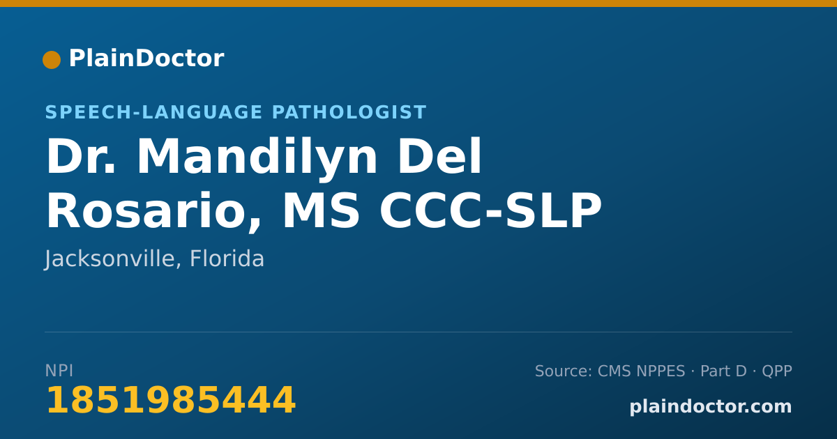 Shareable card for Mandilyn Del Rosario, MS CCC-SLP - Speech-Language Pathologist, Jacksonville, FL