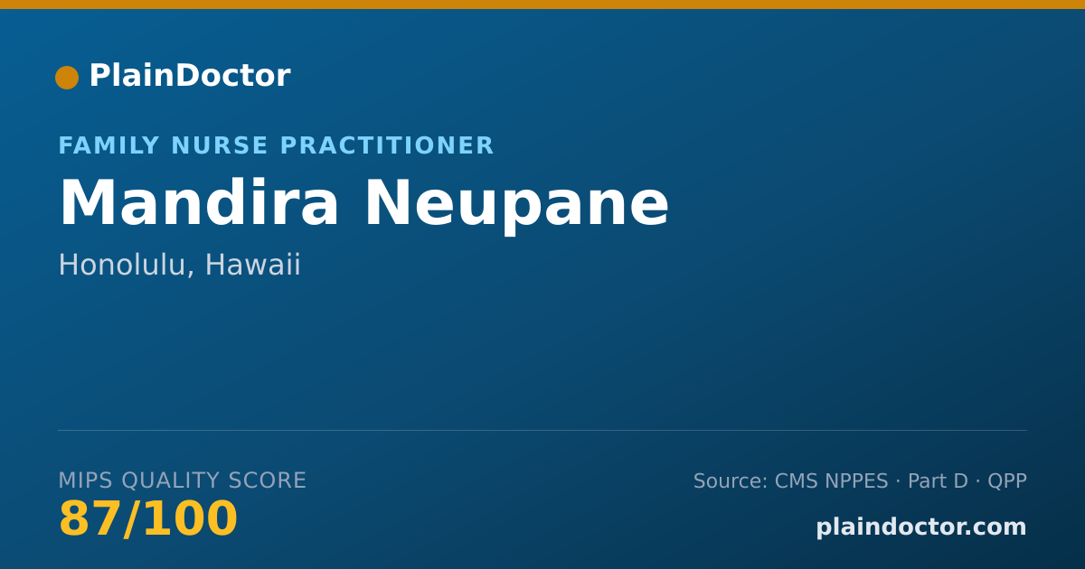 Shareable card for Mandira Neupane - Family Nurse Practitioner, Honolulu, HI