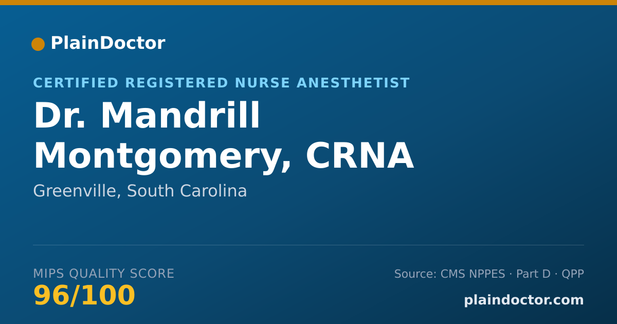 Shareable card for Mandrill Montgomery, CRNA - Certified Registered Nurse Anesthetist, Greenville, SC