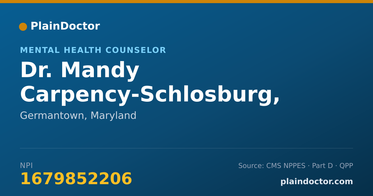 Shareable card for Mandy Carpency-Schlosburg, LCPC - Mental Health Counselor, Germantown, MD