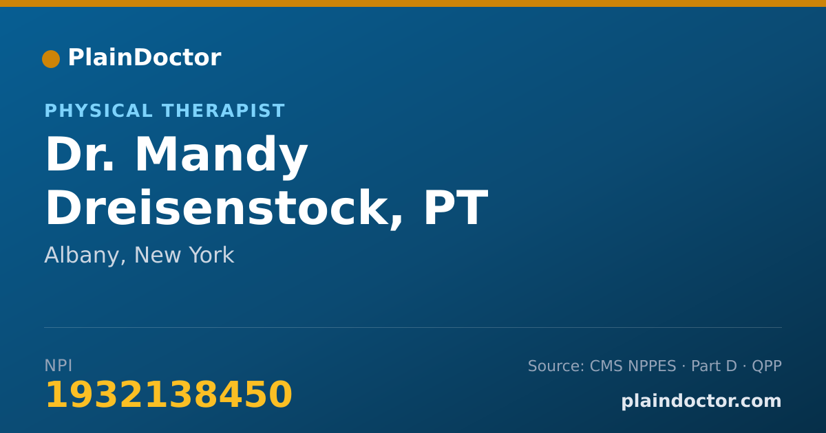 Shareable card for Mandy Dreisenstock, PT - Physical Therapist, Albany, NY