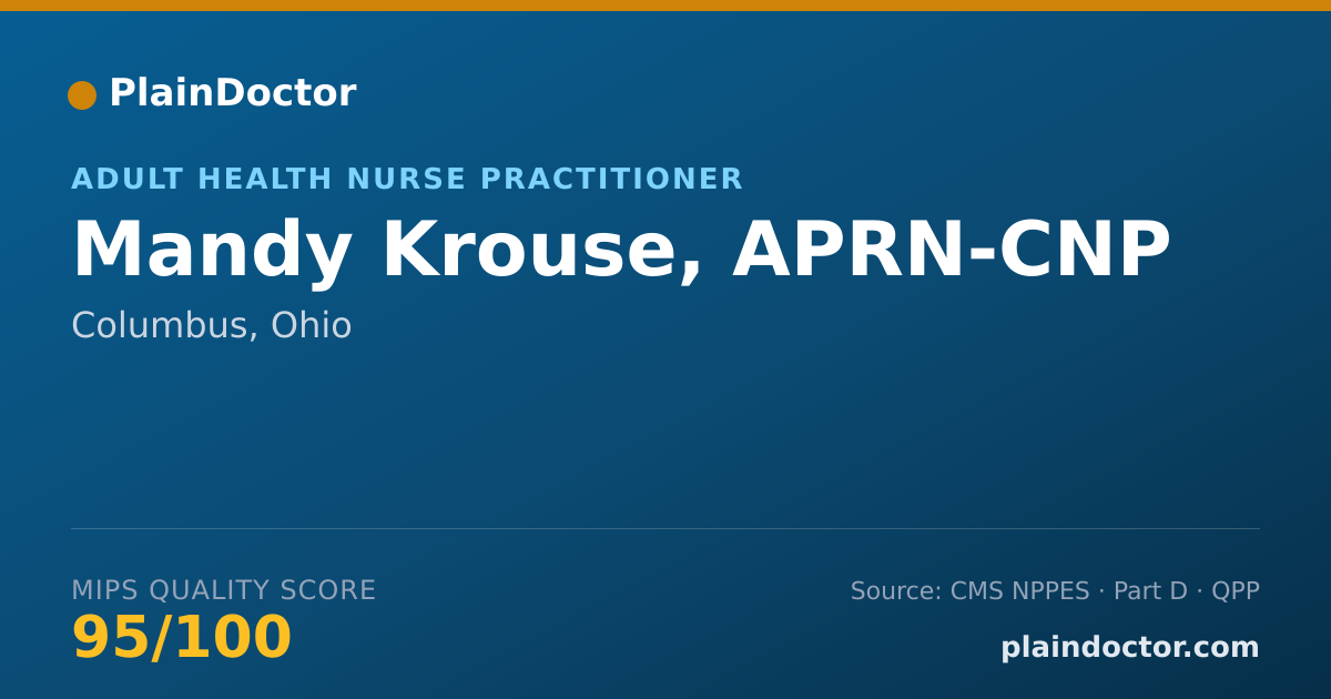 Shareable card for Mandy Krouse, APRN.CNP - Adult Health Nurse Practitioner, Columbus, OH