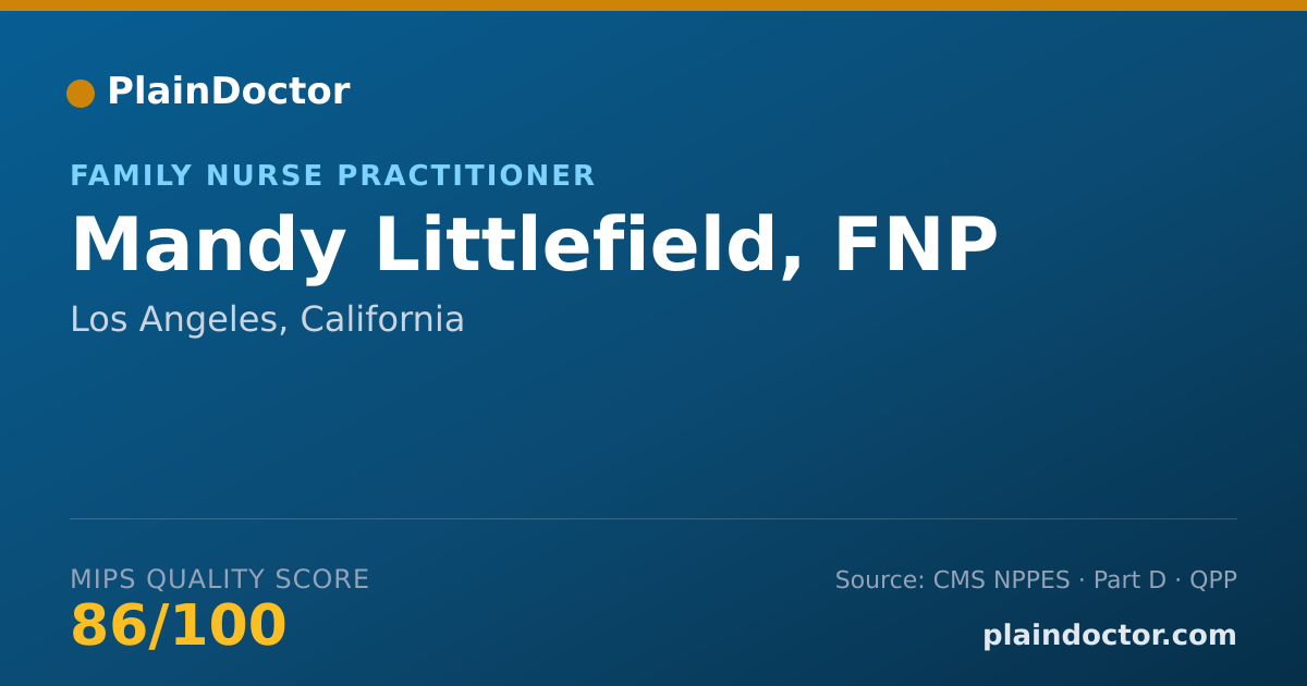Shareable card for Mandy Littlefield, FNP - Family Nurse Practitioner, Los Angeles, CA
