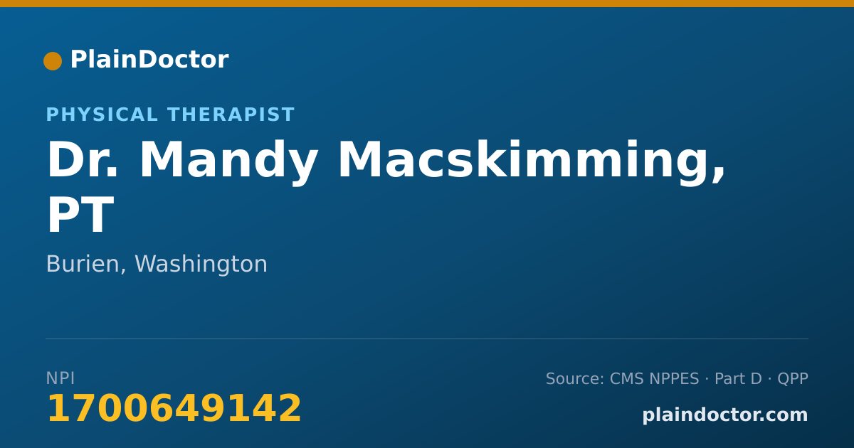 Shareable card for Mandy Macskimming, PT - Physical Therapist, Burien, WA