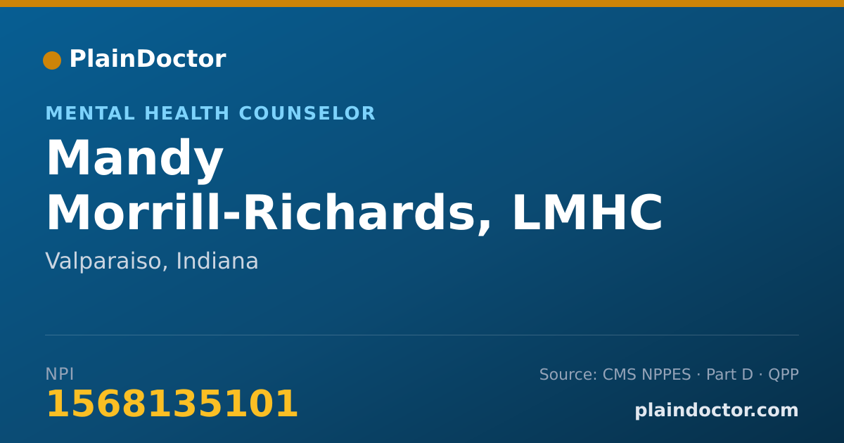 Shareable card for Mandy Morrill-Richards, LMHC , NCC - Mental Health Counselor, Valparaiso, IN