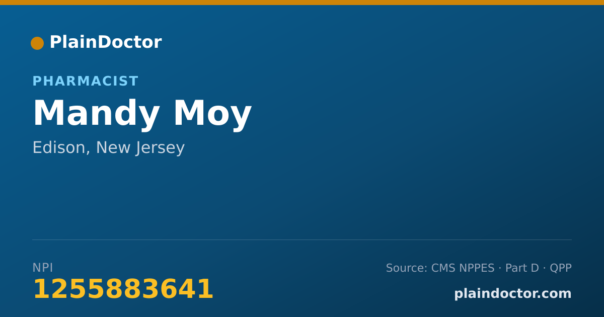 Shareable card for Mandy Moy - Pharmacist, Edison, NJ
