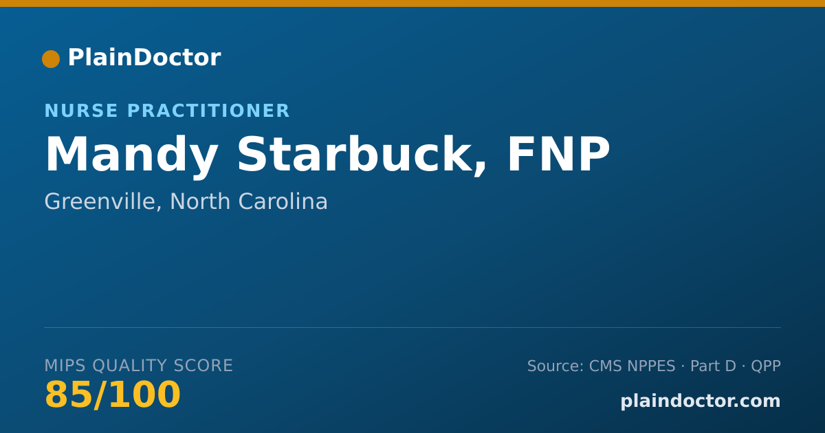 Shareable card for Mandy Starbuck, FNP - Nurse Practitioner, Greenville, NC