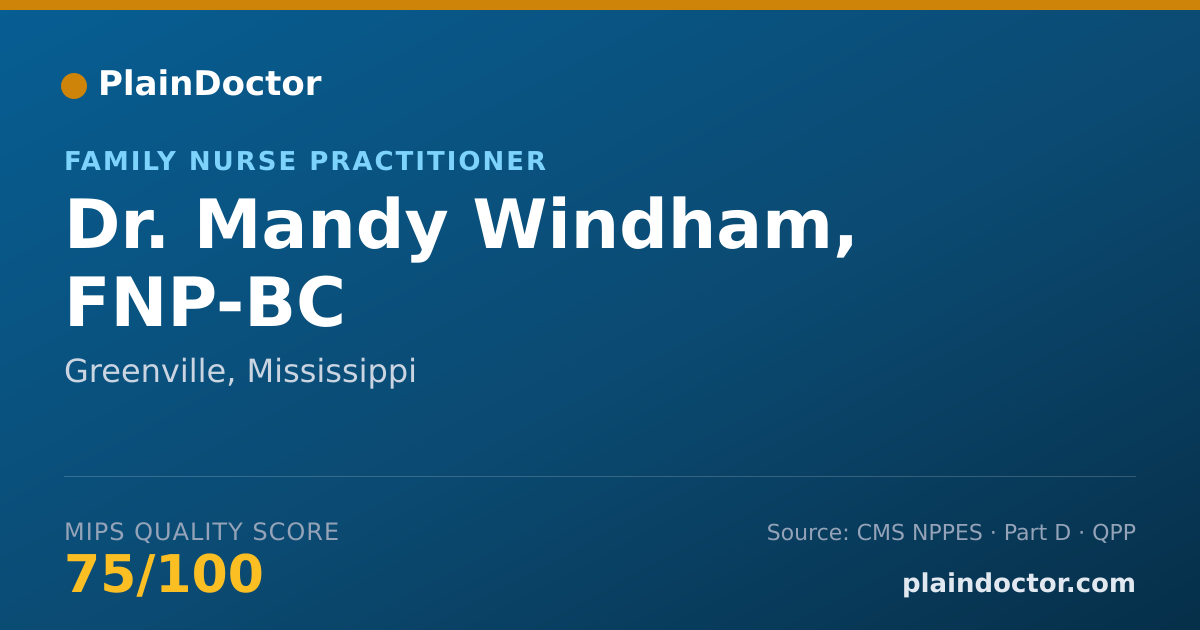 Shareable card for Mandy Windham, FNP-BC - Family Nurse Practitioner, Greenville, MS