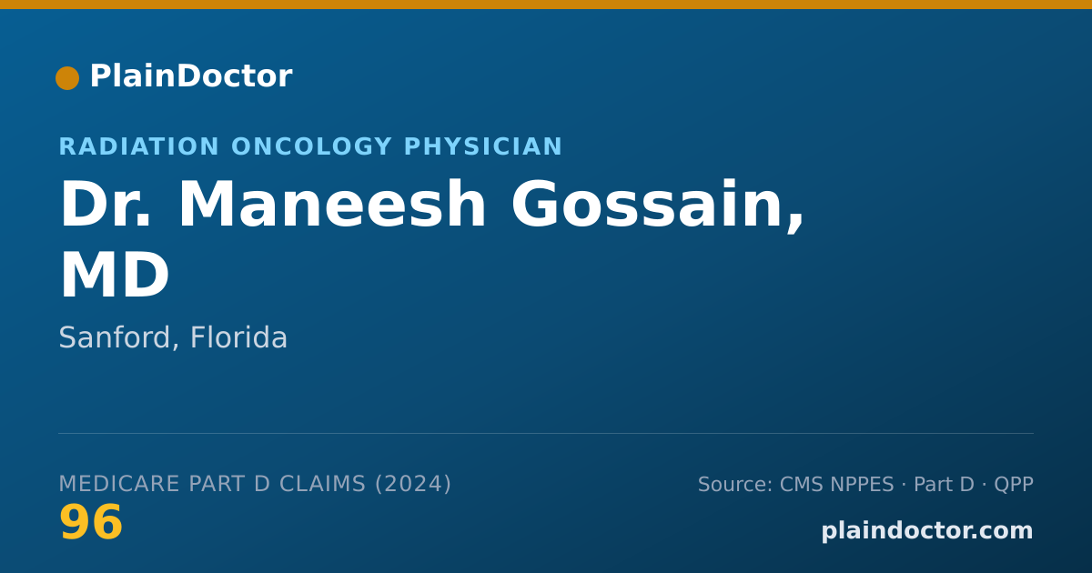 Shareable card for Maneesh Gossain, MD - Radiation Oncology Physician, Sanford, FL