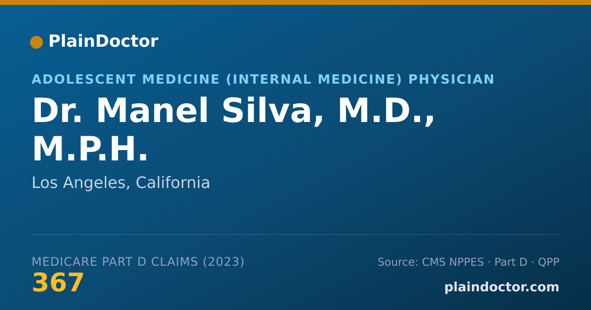 Shareable card for Manel Silva, M.D., M.P.H. - Adolescent Medicine (Internal Medicine) Physician, Los Angeles, CA