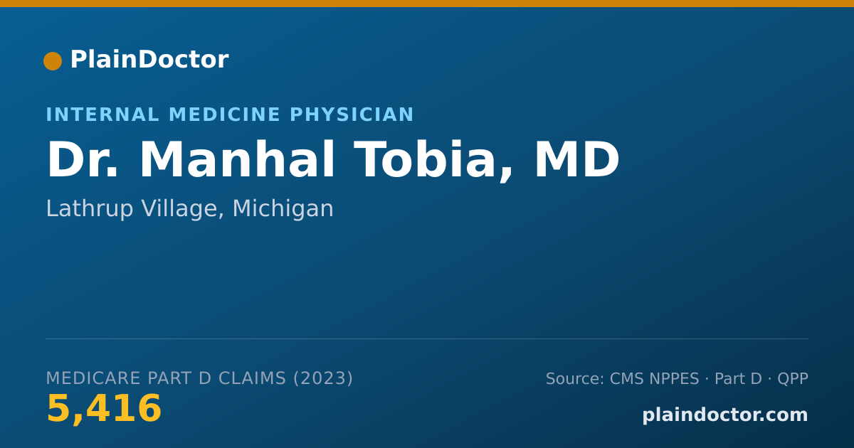 Shareable card for Manhal Tobia, MD - Internal Medicine Physician, Lathrup Village, MI