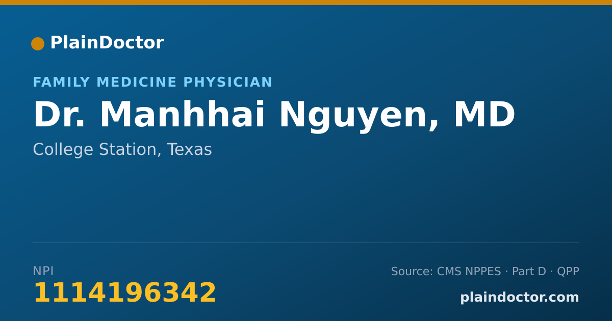 Shareable card for Manhhai Nguyen, MD - Family Medicine Physician, College Station, TX
