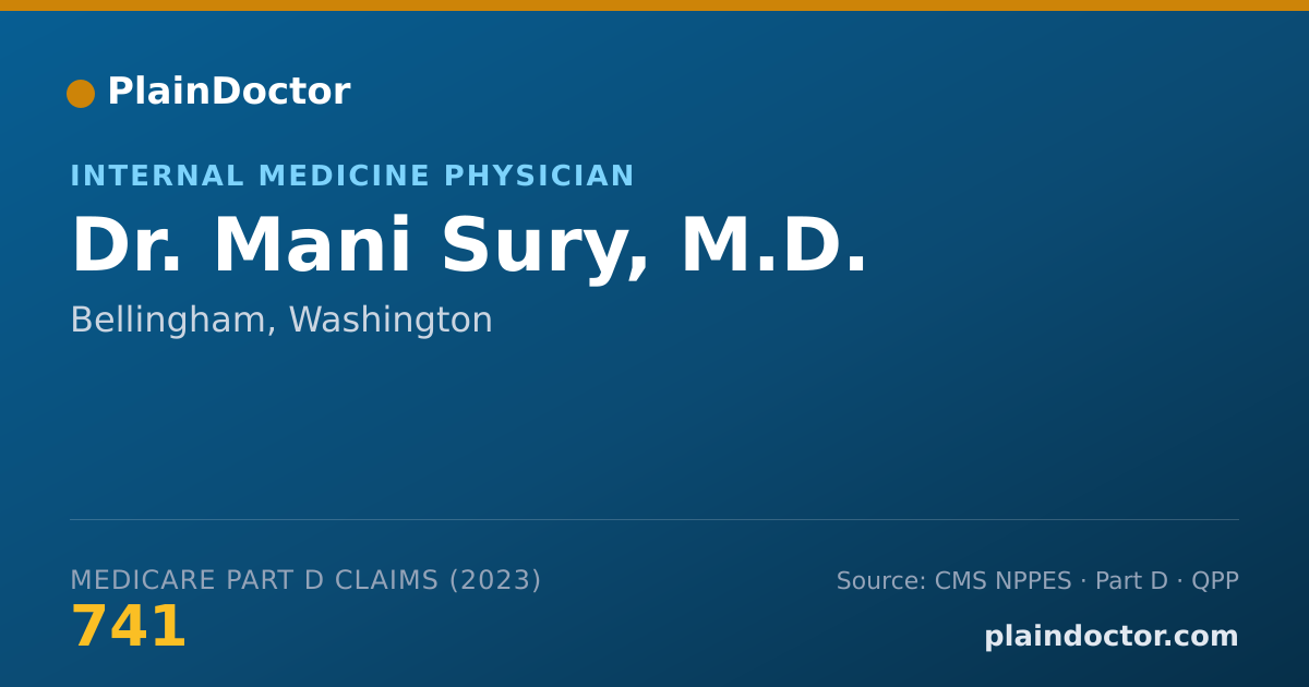 Shareable card for Mani Sury, M.D. - Internal Medicine Physician, Bellingham, WA