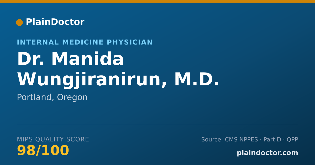 Shareable card for Manida Wungjiranirun, M.D. - Internal Medicine Physician, Portland, OR