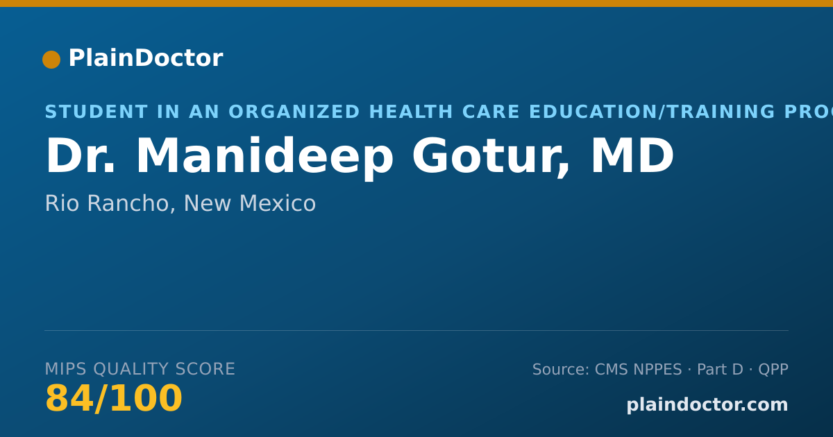Shareable card for Manideep Gotur, MD - Student in an Organized Health Care Education/Training Program, Rio Rancho, NM