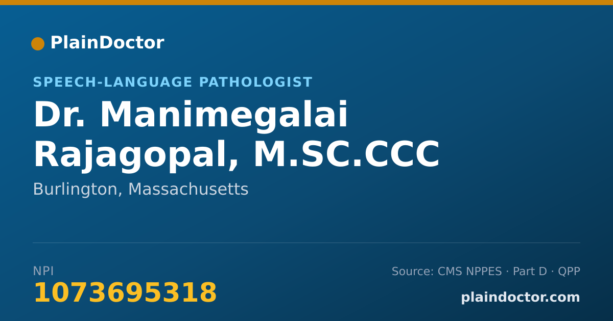 Shareable card for Manimegalai Rajagopal, M.SC.CCC SLP - Speech-Language Pathologist, Burlington, MA