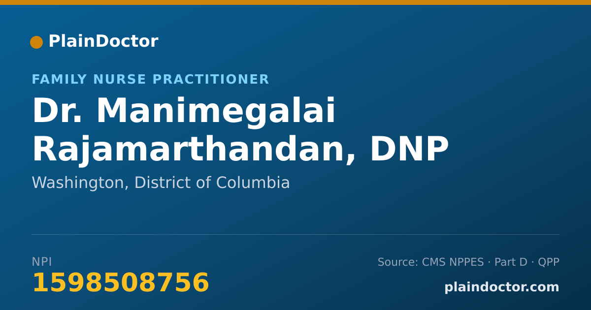 Shareable card for Manimegalai Rajamarthandan, DNP - Family Nurse Practitioner, Washington, DC