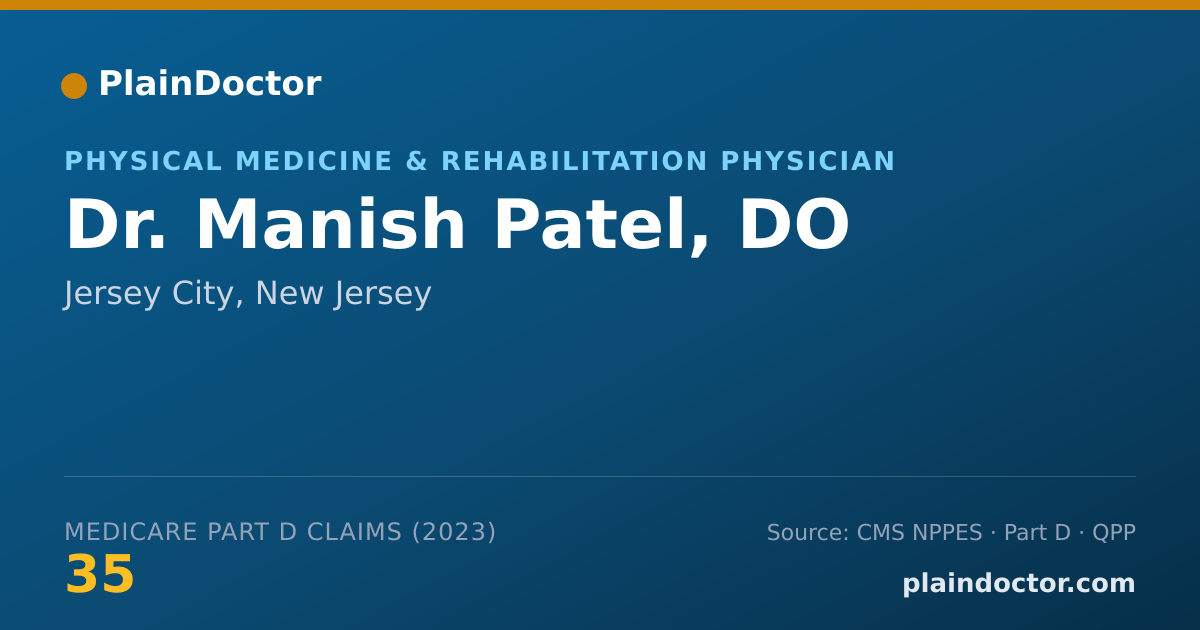 Shareable card for Manish Patel, DO - Physical Medicine & Rehabilitation Physician, Jersey City, NJ