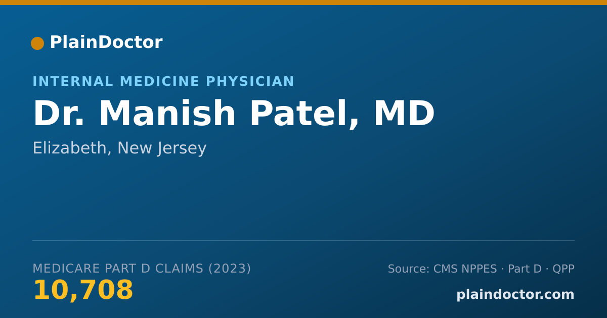 Shareable card for Manish Patel, MD - Internal Medicine Physician, Elizabeth, NJ
