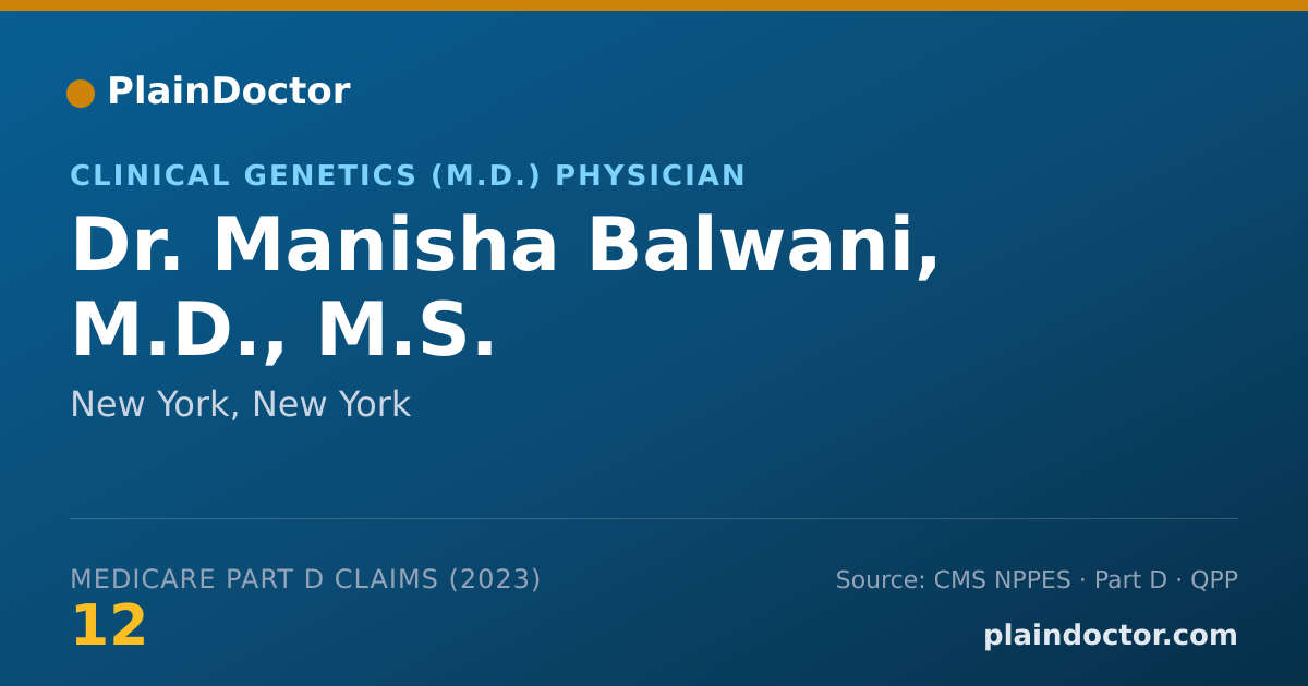 Shareable card for Manisha Balwani, M.D., M.S. - Clinical Genetics (M.D.) Physician, New York, NY