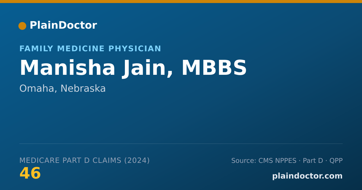 Shareable card for Manisha Jain, MBBS - Family Medicine Physician, Omaha, NE