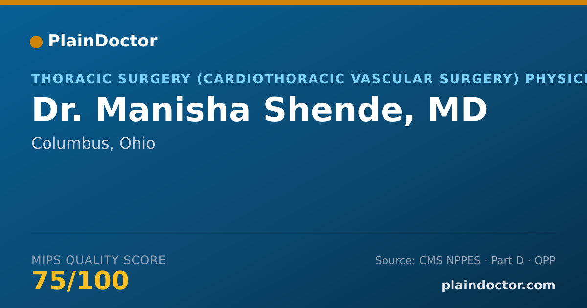 Shareable card for Manisha Shende, MD - Thoracic Surgery (Cardiothoracic Vascular Surgery) Physician, Columbus, OH