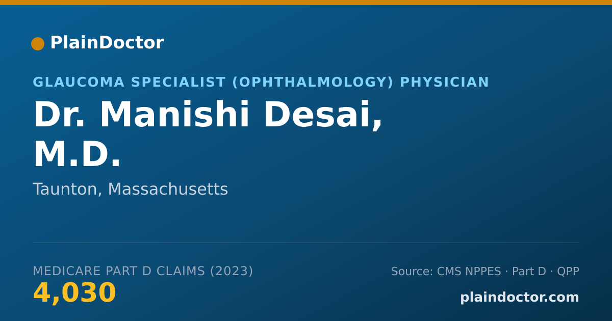 Shareable card for Manishi Desai, M.D. - Glaucoma Specialist (Ophthalmology) Physician, Taunton, MA