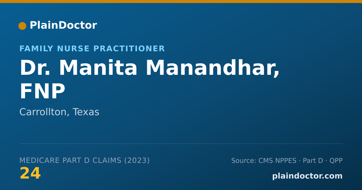 Shareable card for Manita Manandhar, FNP - Family Nurse Practitioner, Carrollton, TX