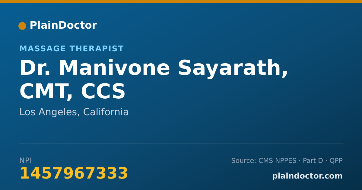 Shareable card for Manivone Sayarath, CMT, CCS - Massage Therapist, Los Angeles, CA