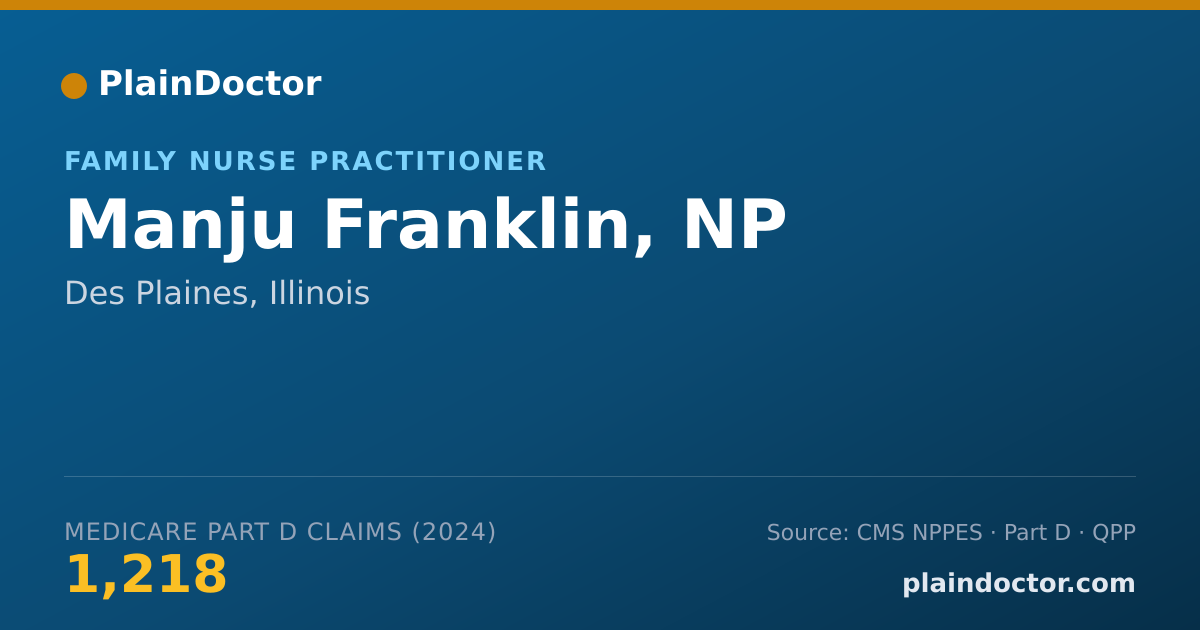 Shareable card for Manju Franklin, NP - Family Nurse Practitioner, Des Plaines, IL