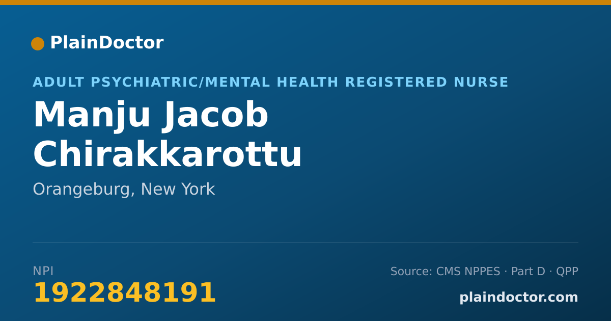 Shareable card for Manju Jacob Chirakkarottu - Adult Psychiatric/Mental Health Registered Nurse, Orangeburg, NY