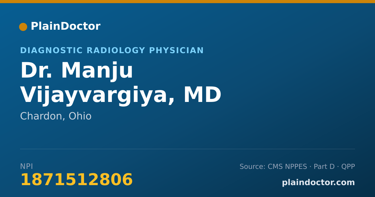 Shareable card for Manju Vijayvargiya, MD - Diagnostic Radiology Physician, Chardon, OH