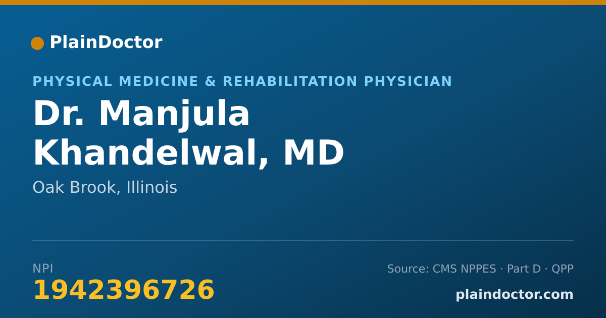Shareable card for Manjula Khandelwal, MD - Physical Medicine & Rehabilitation Physician, Oak Brook, IL