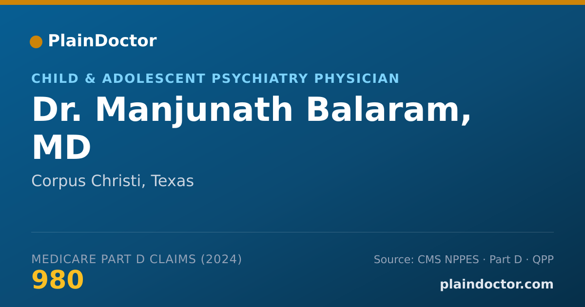 Shareable card for Manjunath Balaram, MD - Child & Adolescent Psychiatry Physician, Corpus Christi, TX