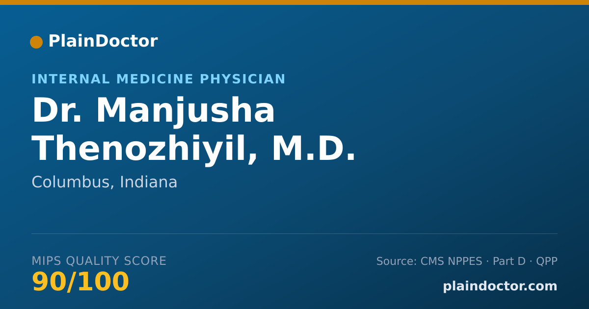 Shareable card for Manjusha Thenozhiyil, M.D. - Internal Medicine Physician, Columbus, IN