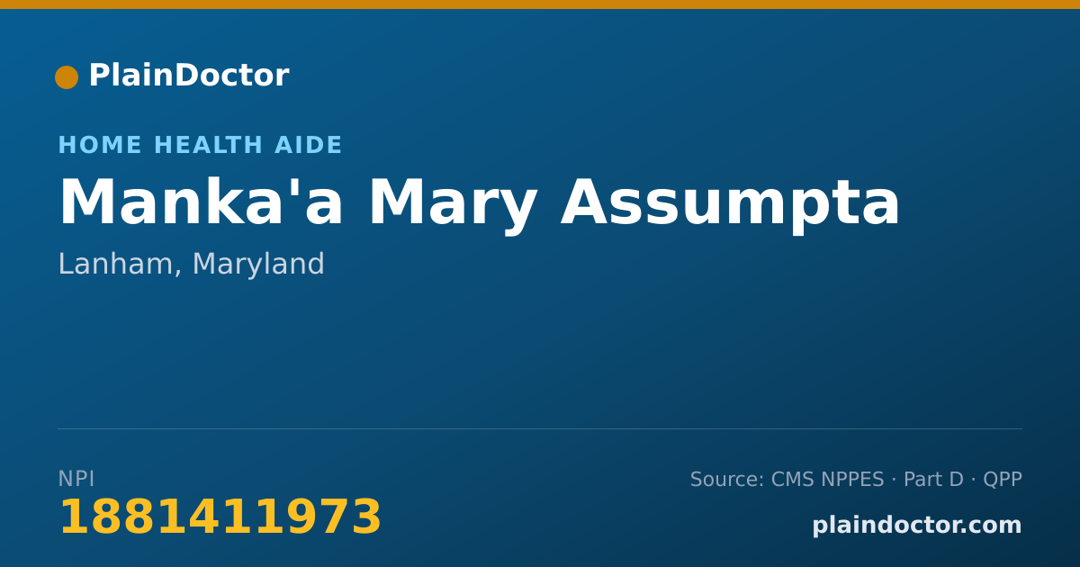 Shareable card for Manka'a Mary Assumpta - Home Health Aide, Lanham, MD