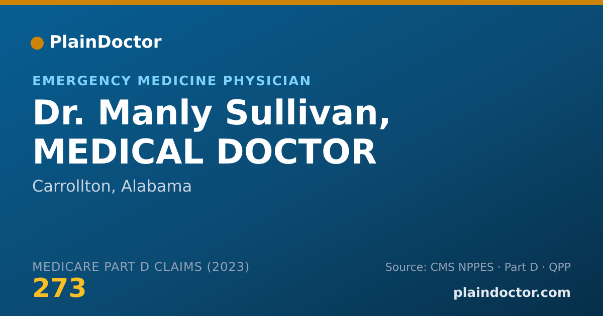 Shareable card for Manly Sullivan, MEDICAL DOCTOR - Emergency Medicine Physician, Carrollton, AL