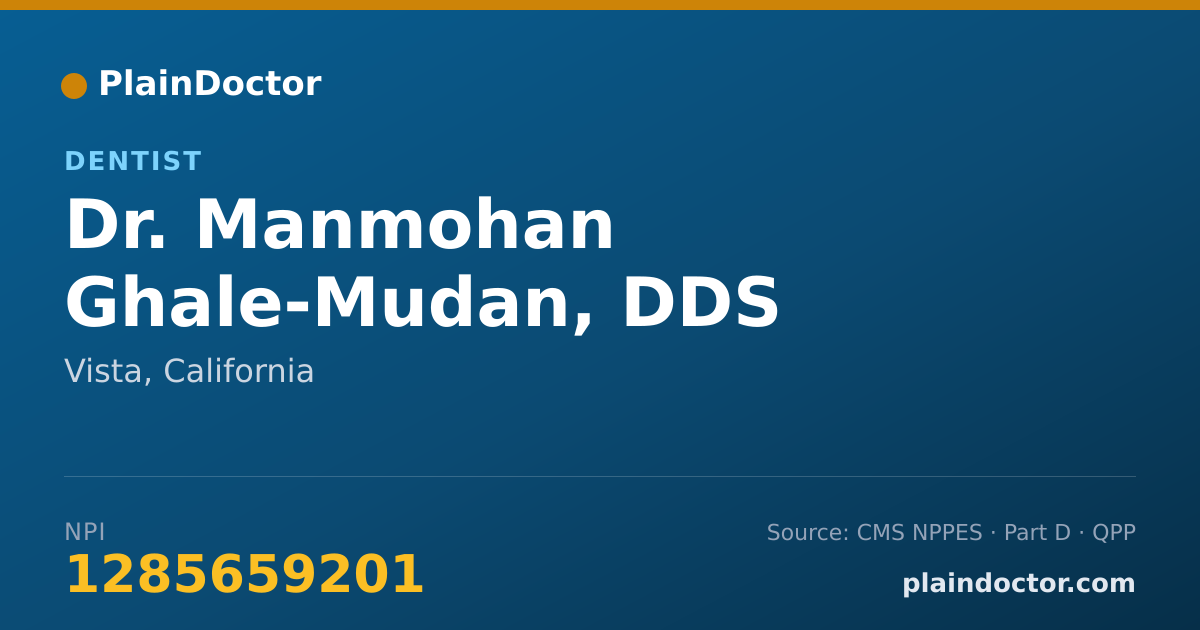 Shareable card for Manmohan Ghale-Mudan, DDS - Dentist, Vista, CA