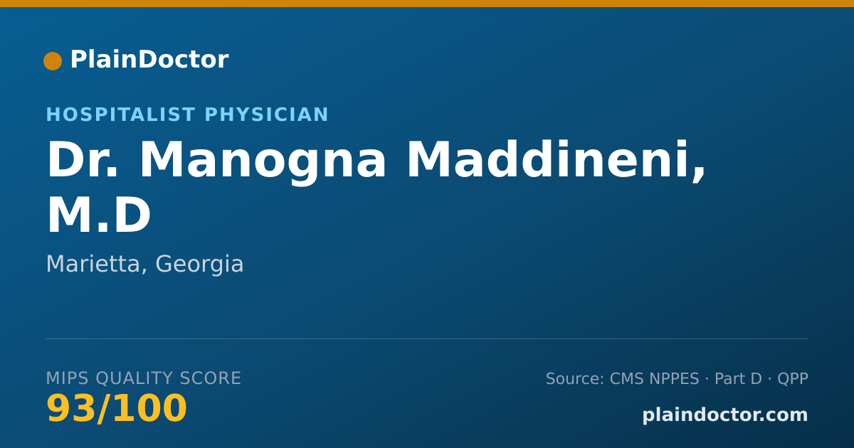 Shareable card for Manogna Maddineni, M.D - Hospitalist Physician, Marietta, GA