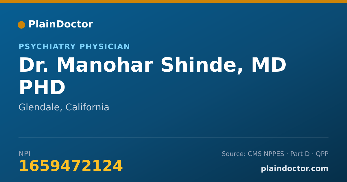 Shareable card for Manohar Shinde, MD PHD - Psychiatry Physician, Glendale, CA