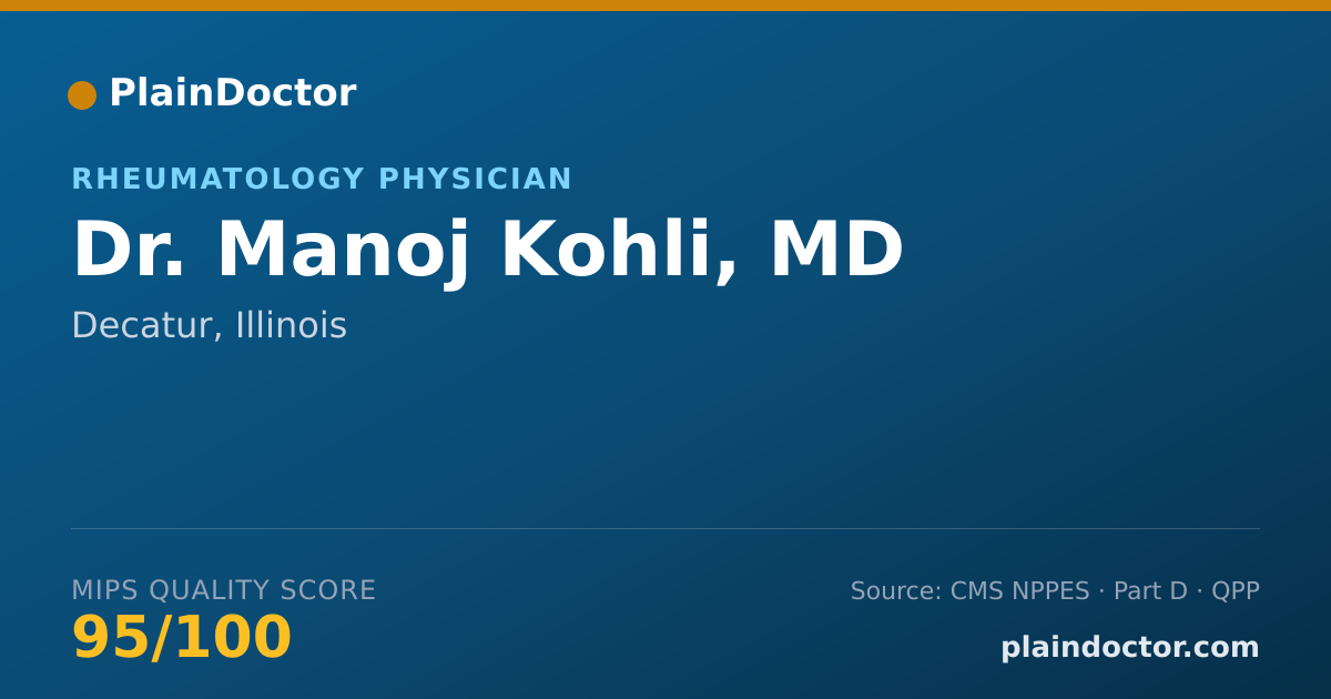 Shareable card for Manoj Kohli, MD - Rheumatology Physician, Decatur, IL