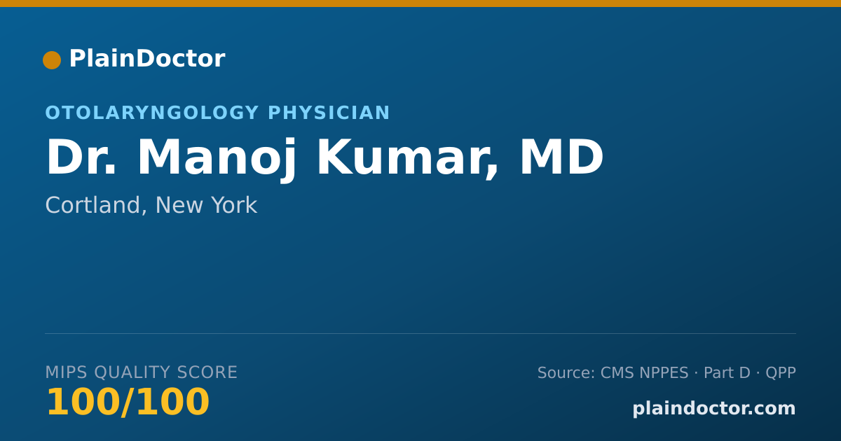 Shareable card for Manoj Kumar, MD - Otolaryngology Physician, Cortland, NY