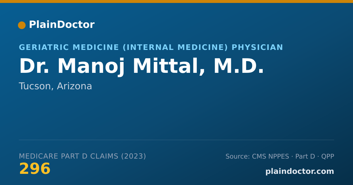 Shareable card for Manoj Mittal, M.D. - Geriatric Medicine (Internal Medicine) Physician, Tucson, AZ
