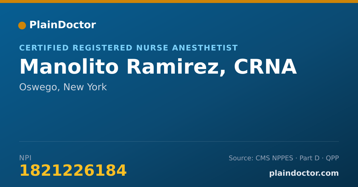 Shareable card for Manolito Ramirez, CRNA - Certified Registered Nurse Anesthetist, Oswego, NY