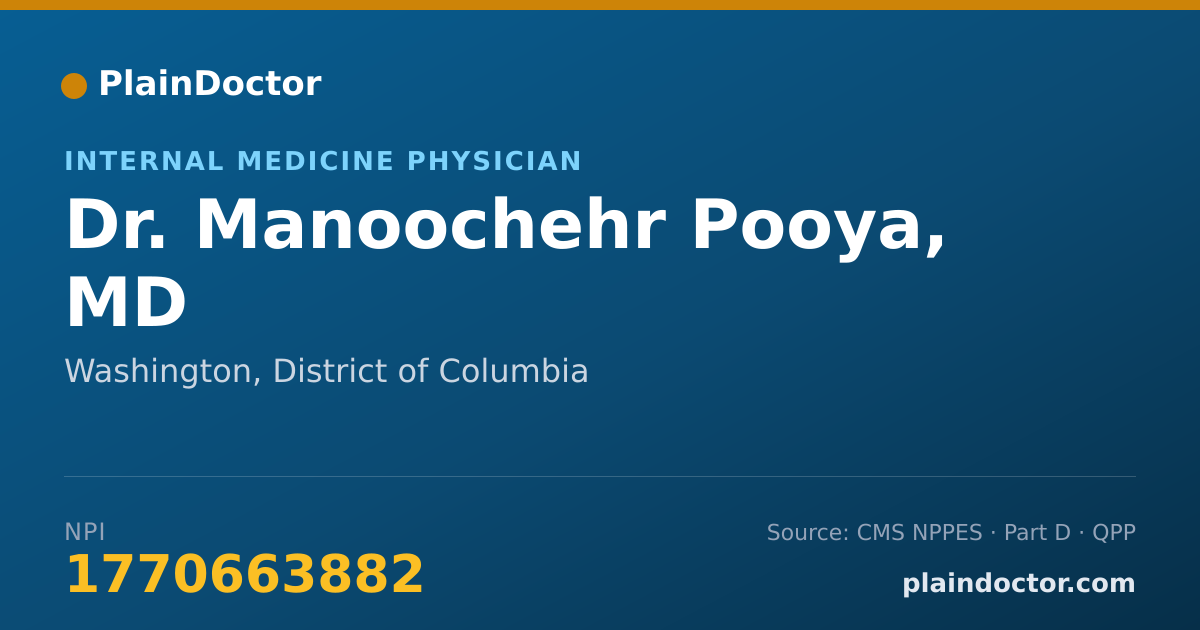Shareable card for Manoochehr Pooya, MD - Internal Medicine Physician, Washington, DC