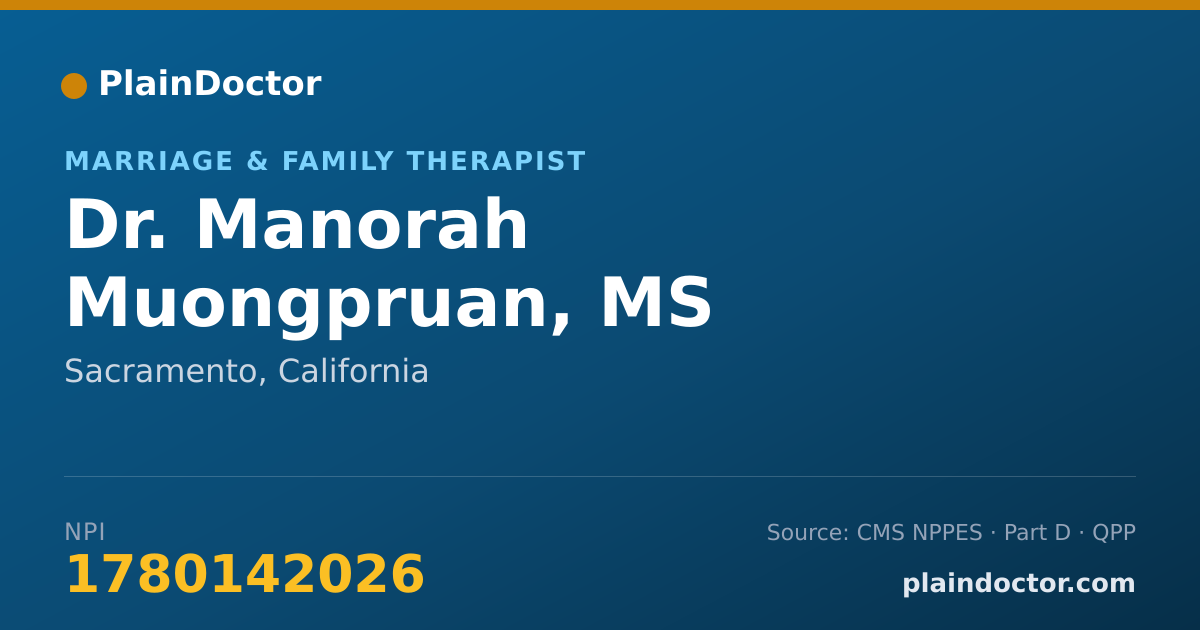 Shareable card for Manorah Muongpruan, MS - Marriage & Family Therapist, Sacramento, CA